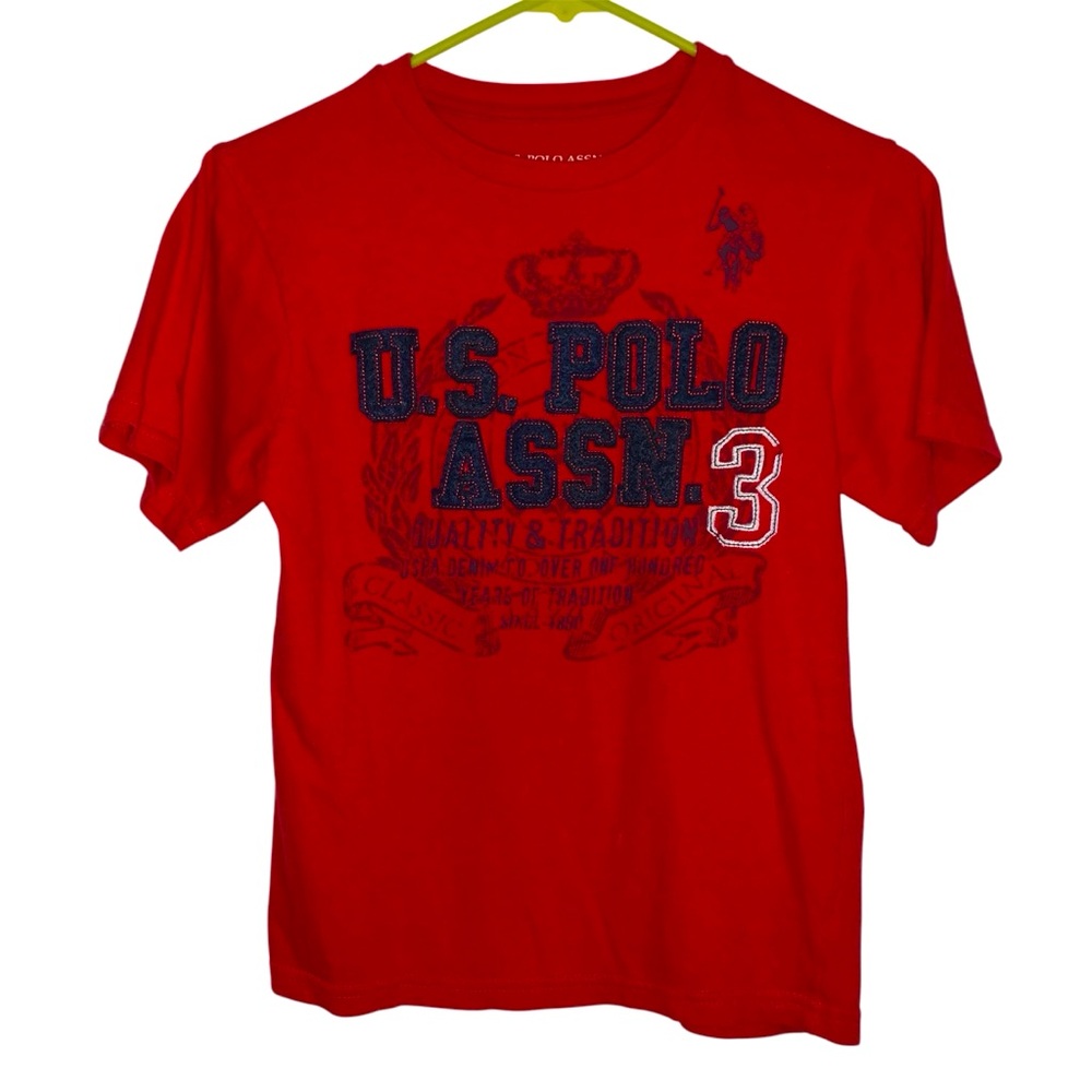 U.S POLO ASSN Red Child Kid Boy T shirt Size 10/12